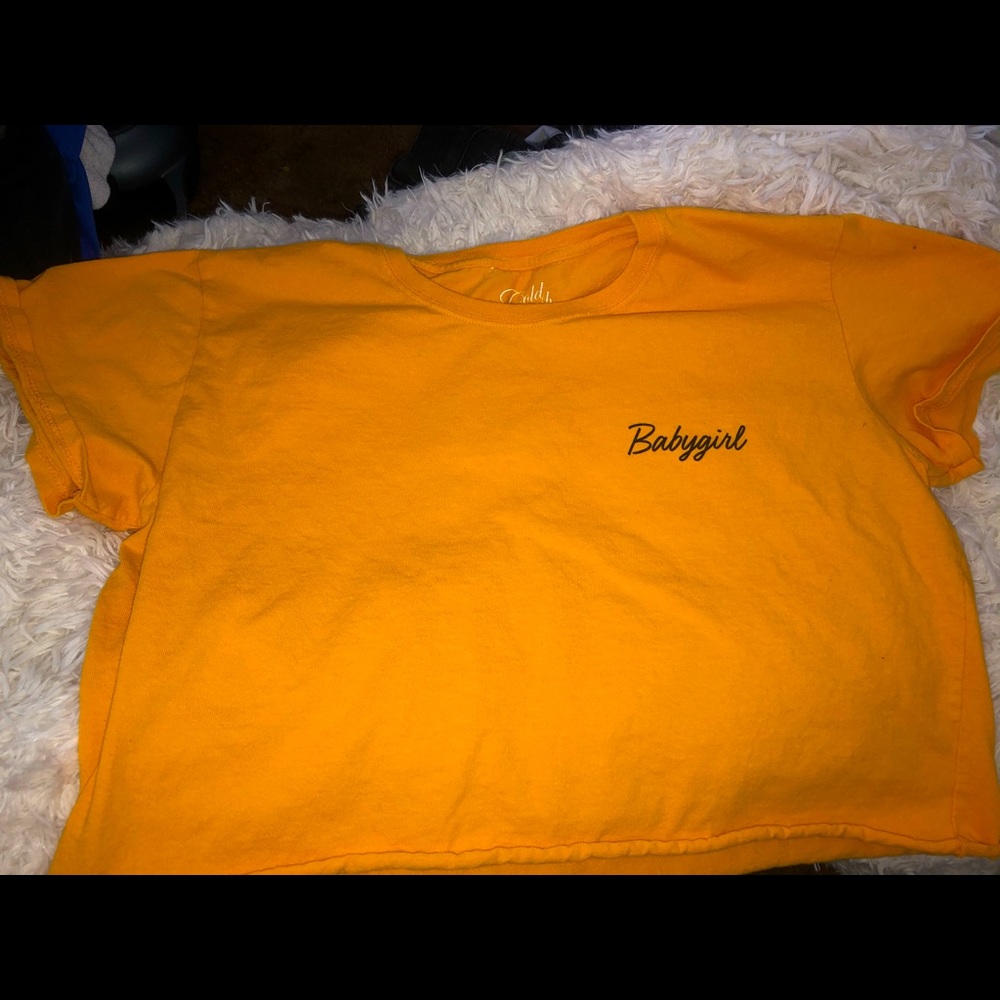 One yellow XL “Babygirl” plus size crop top